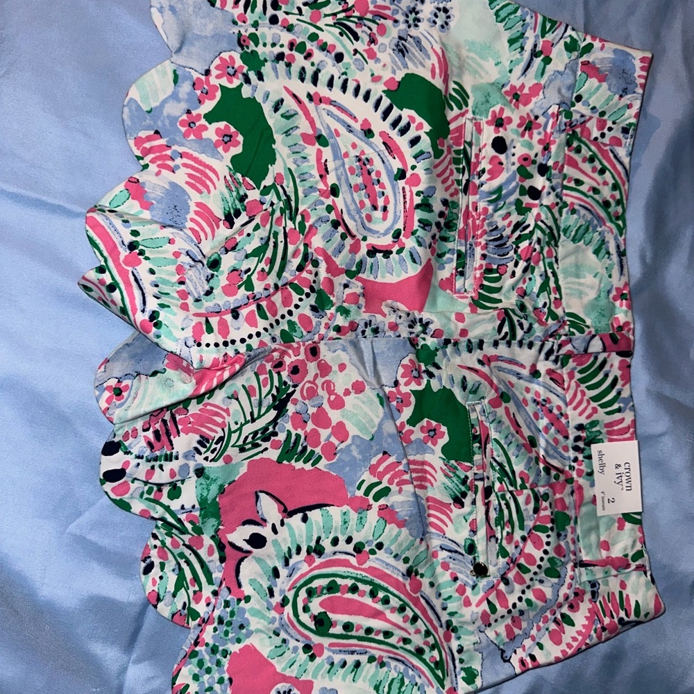 Crown & Ivy Pink and Green Paisley Skirt